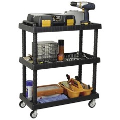 Storage Cart 3 Shelves 120 kg Swivel Wheels Polypropylene