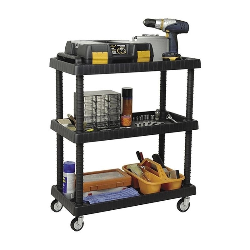 Carrello di Stoccaggio 3 Ripiani 120 kg Ruote Girevoli Polipropilene