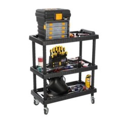 Storage Cart 3 Shelves 120 kg Swivel Wheels Polypropylene