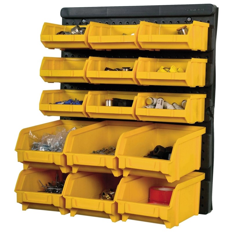 Wall-Mounted Tool Panel 15 Removable Bins Recycled Polypropylene