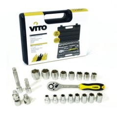 Juego de 21 piezas de dados 1/2" Cromado vanadio acero