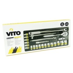 Juego de dados 24 piezas 1/2" Cromo vanadio Llave de