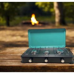 Portable gas cooktop 3 burners 3000W stainless steel 56x29x10