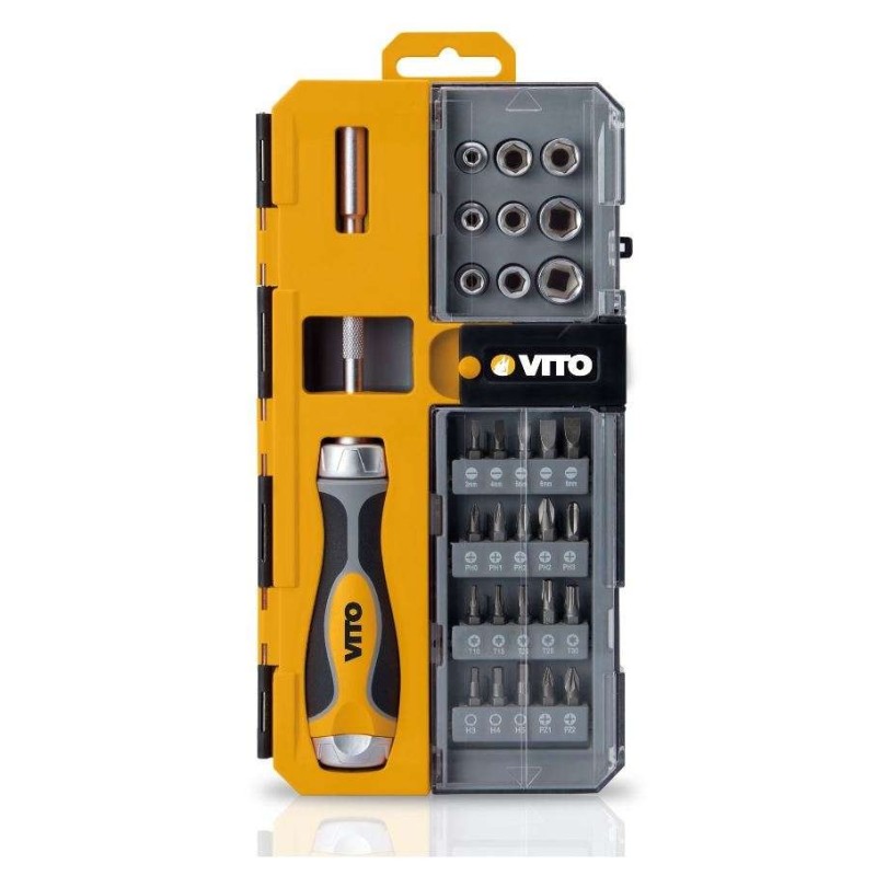 Coffret de Vissage 30 Pièces VITO avec Porte-embouts Magnétiques