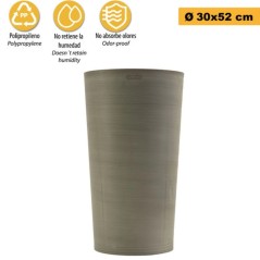 Pot de Fleur Conique Gris Taupe à30cm H52cm Recyclé Résistant UV