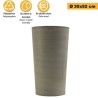 Pot de Fleur Conique Gris Taupe à30cm H52cm Recyclé Résistant UV