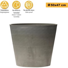 Gray Flower Pot Ø50cm H47cm 70L Recycled Polypropylene ART PLAST