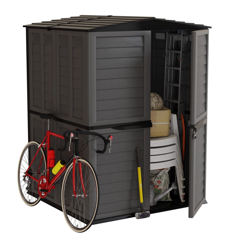 Garden Shelter 151x146x200 cm Double Wall Ventilated Polypropylene Grey