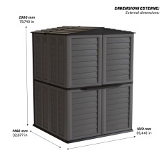 Garden Shelter 151x146x200 cm Double Wall Ventilated Polypropylene Grey