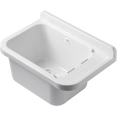 Lavabo a muro resina 50x32 cm antiurto alta resistenza montaggio