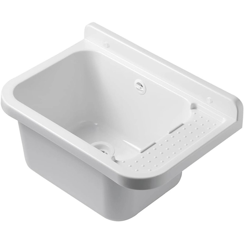 Lavabo a muro resina 50x32 cm antiurto alta resistenza montaggio