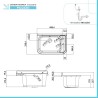 Wall-mounted resin sink 50x32 cm shockproof high resistance assembly