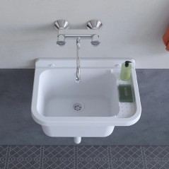 Lavabo mural resina 50x32 cm anti-impactos alta resistencia montaje