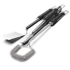 Kit 3 Ustensiles Barbecue : Spatule Tranchante, Pince Verrouillable