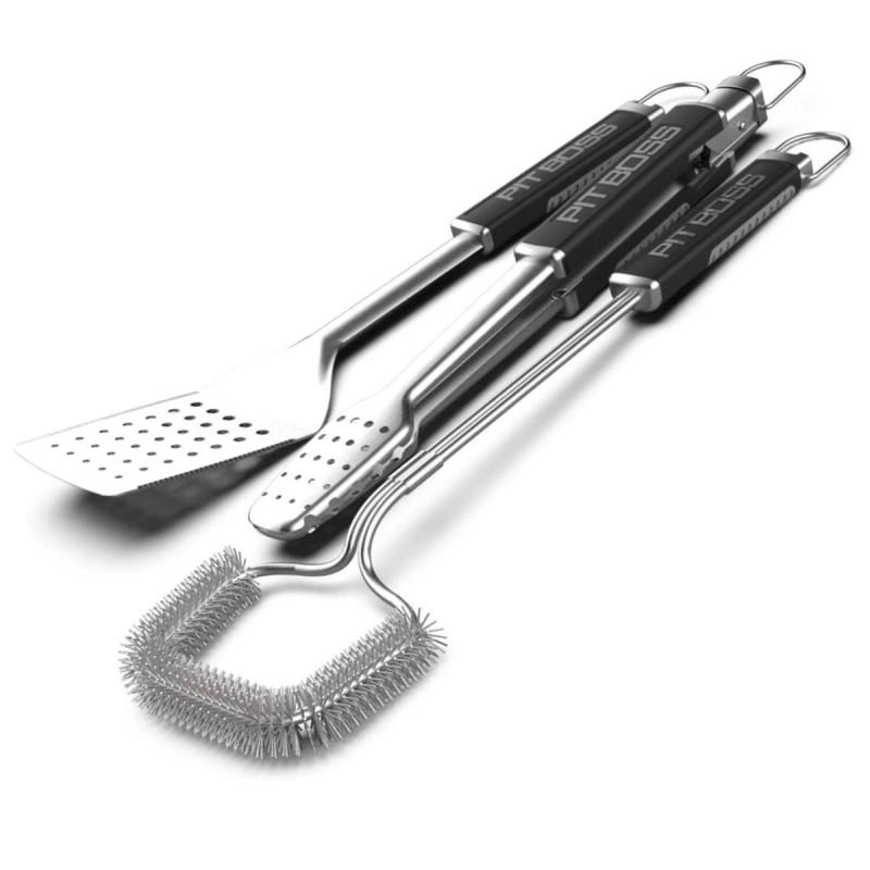 Kit 3 Utensili Barbecue: Spatola Tagliente, Pinza Bloccabile