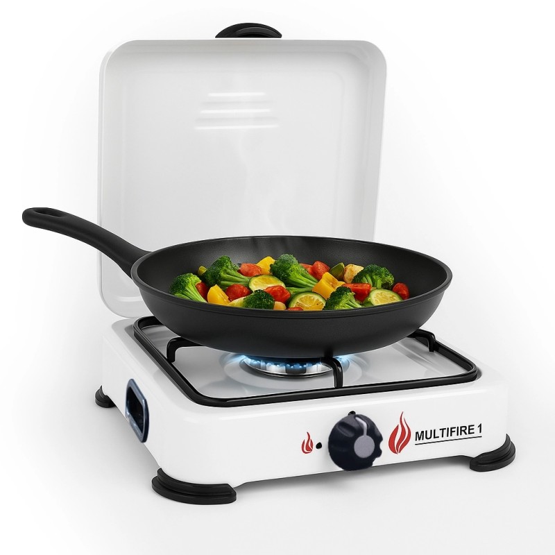 Fogão a gás 1 boca 1500W Queimador aço Grelha ferro fundido INTEC