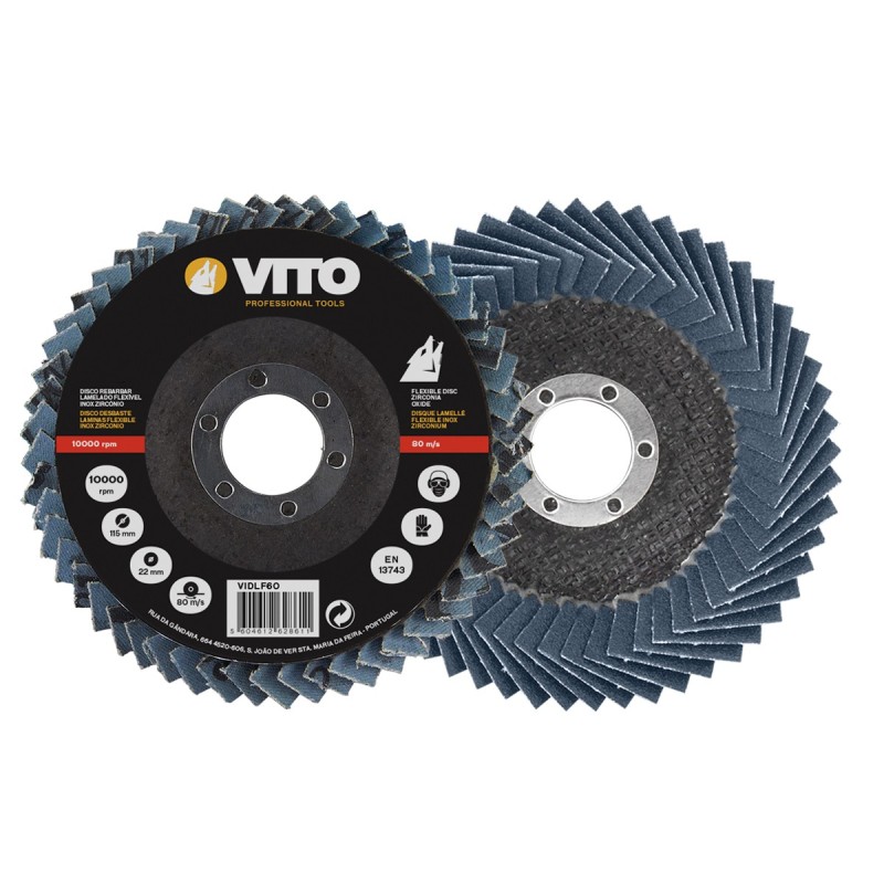 Set di 2 dischi lamellari 115 mm Zirconio G120 Foro 22