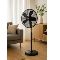 60W Pedestal Fan with Adjustable Wooden Stand and 5...
