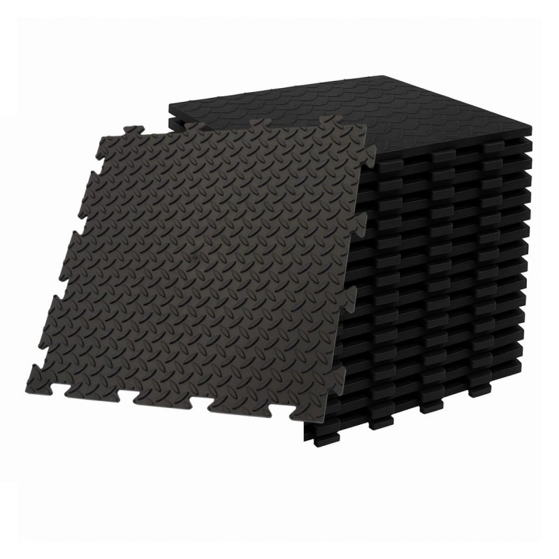 Piastrelle PVC Adattabili Nere 50x50 cm Antiscivolo Resistenti