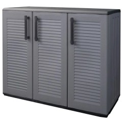 Armoire de Rangement Basse 3 Portes, Étagère Réglable, Polypropylène Recyclé, Charge 20 kg ART PLAST