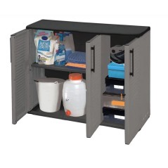 Low Storage Cabinet 3 Doors, Adjustable Shelf, Polypropylene