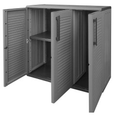 Armoire de Rangement Basse 3 Portes, Étagère Réglable, Polypropylène Recyclé, Charge 20 kg ART PLAST