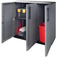 Low Storage Cabinet 3 Doors, Adjustable Shelf, Polypropylene