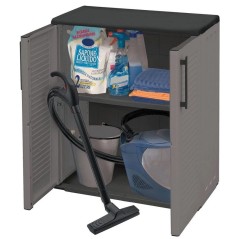 Gray Storage Cabinet 2 Doors Recycled Polypropylene Resistant
