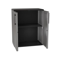 Armario de Almacenamiento Gris 2 Puertas Polipropileno Reciclado Resistente