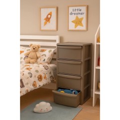 Comoda de Armazenamento 4 Gavetas Marrom Polipropileno 39x38.5x80.5 cm