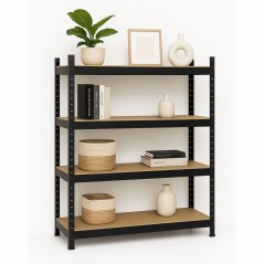 Zwarte Metalen Opbergrek 4 Planken 160x60xH180cm Belasting