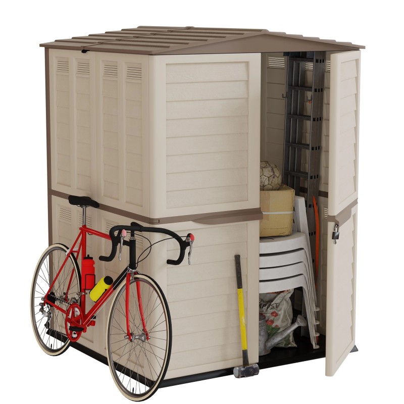 Garden Shed 151x146x200 cm Recycled Polypropylene Ventilated Beige ART