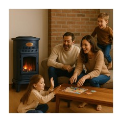 Stufa a gas Ghisa Vera 3400W Blu Notte Autonomia 93h