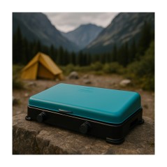 Réchaud à gaz 2 feux 3200W avec brûleurs en fonte amovibles,