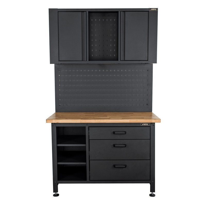 Banco da Lavoro VITO con Piano in Legno 36mm Portata 500kg, 3 Cassetti