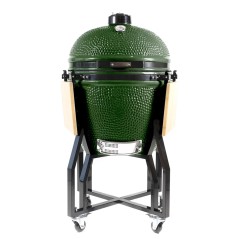 Barbecue Kamado INTEC vert Ø56 cm céramique grilles demi-lune 47 cm