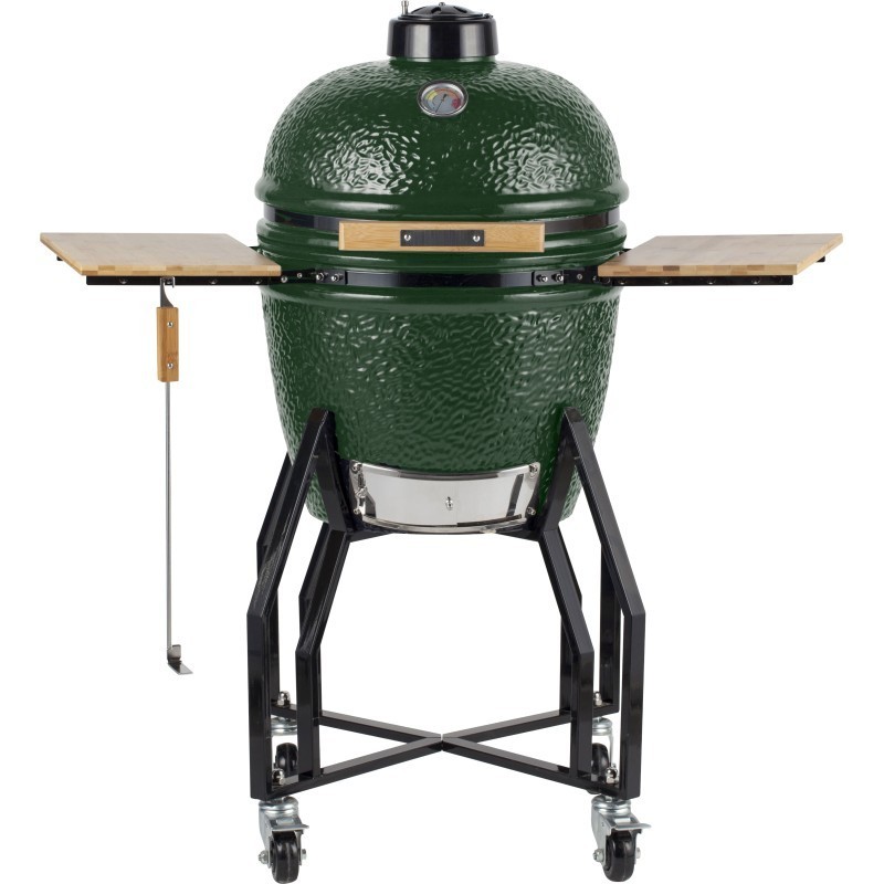 Barbecue Kamado INTEC vert Ø56 cm céramique grilles demi-lune 47 cm