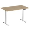 Weißer elektrischer Schreibtisch mit Eichenplatte 160x80cm – ergonomis