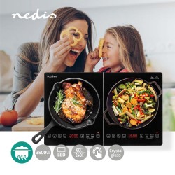 Plaque de cuisson Induction 2 Feux 3500 W Minuteur LED Tactile Sécurité Enfants NEDIS