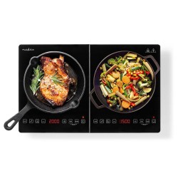 Plaque de cuisson Induction 2 Feux 3500 W Minuteur LED Tactile Sécurité Enfants NEDIS
