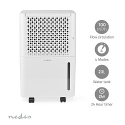 Déshumidificateur 10L/jour 100m³/h Réservoir 2,1L Puissance 245W NEDIS
