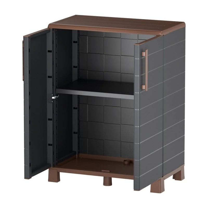 Armoire de rangement basse Portofino polypropylène recyclé charnières acier étagère réglable ARTPLAST