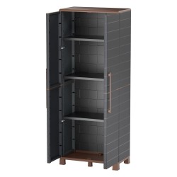 Armoire de rangement anthracite 3 étagères réglables charnières acier 68x37x169cm ARTPLAST
