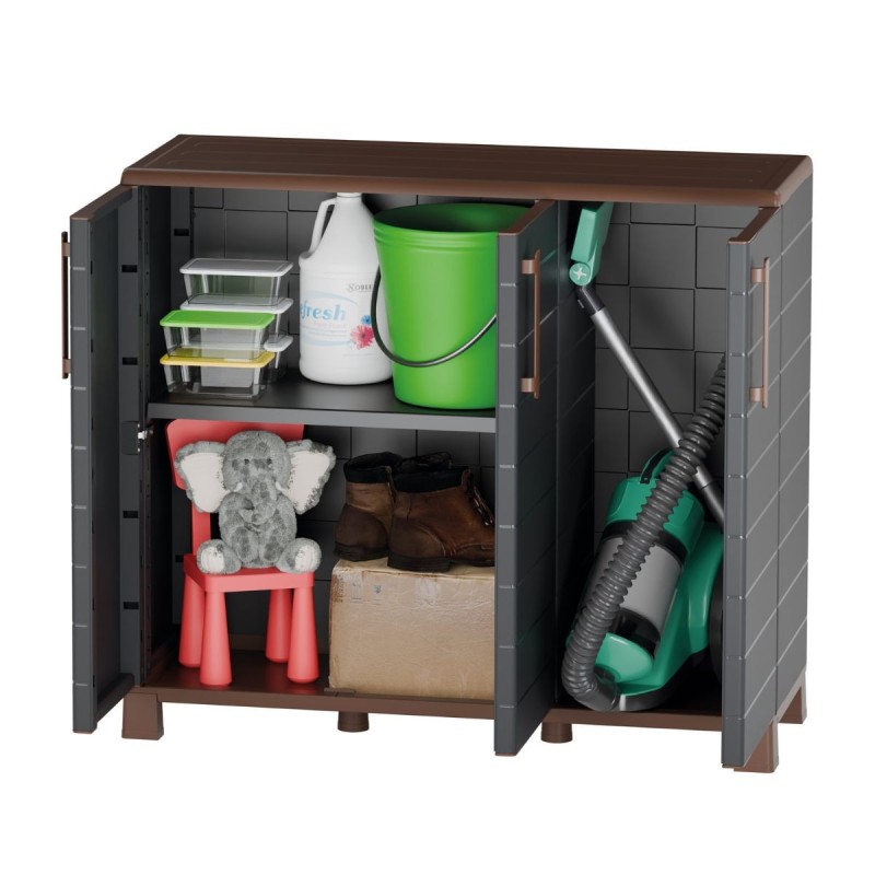 Armoire basse Portofino Art Plast avec 3 portes et rangement