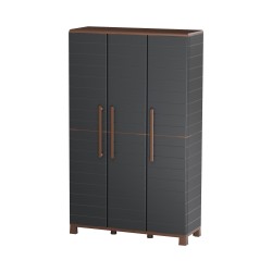 Armoire de rangement gris anthracite 3 portes 3 étagères réglables 102x37x169 cm polypropylène recyclable ARTPLAST