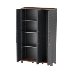 Armoire de rangement gris anthracite 3 portes 3 étagères réglables 102x37x169 cm polypropylène recyclable ARTPLAST