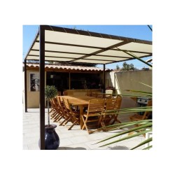 [Reconditionné] Bâche Pergola Ivoire 4x4m PVC Étanche Anti-UV OEILLETS KZ GARDEN