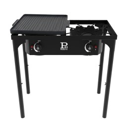 Réchaud à gaz INTEC 2 feux 9kW avec plaque grill fonte