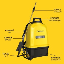 Irroratrice Elettrica STANLEY 16L - Batteria Litio, Lancia Telescopica