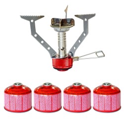 Fogão a gás dobrável KEMPER 4,5 kW + 4 cartuchos incluídos